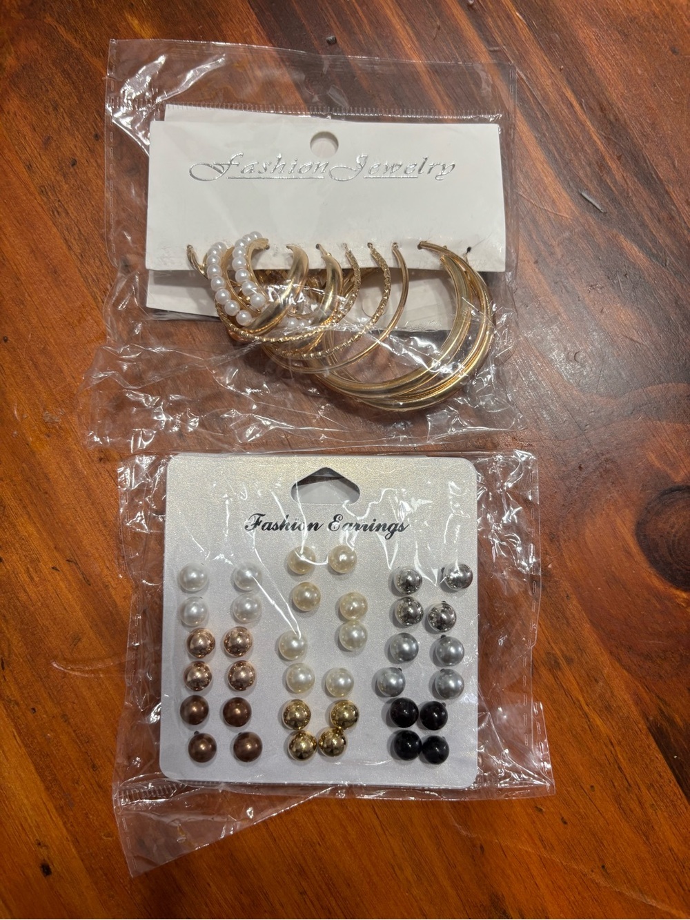Gold Hoop & Pearl Stud Fashion Earring Bundle